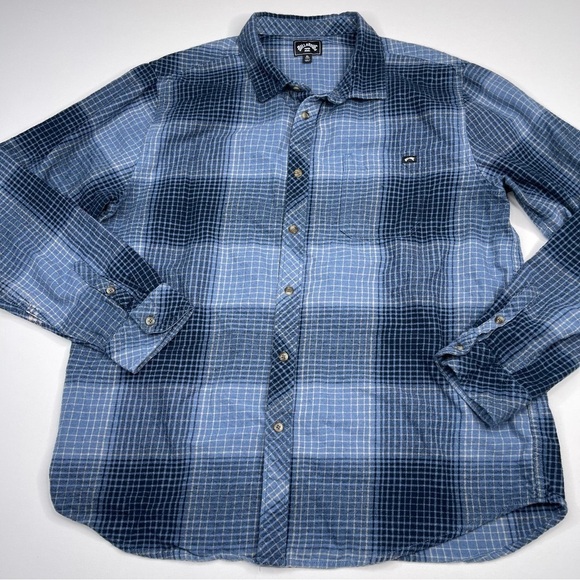 Billabong Flannel Shirt Plaid Button Blue Gorp Outdoor Grunge Skater Street XL - Picture 1 of 14